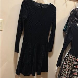 Ivanka Trump Black Fit and Flare Long Sleeve Dress